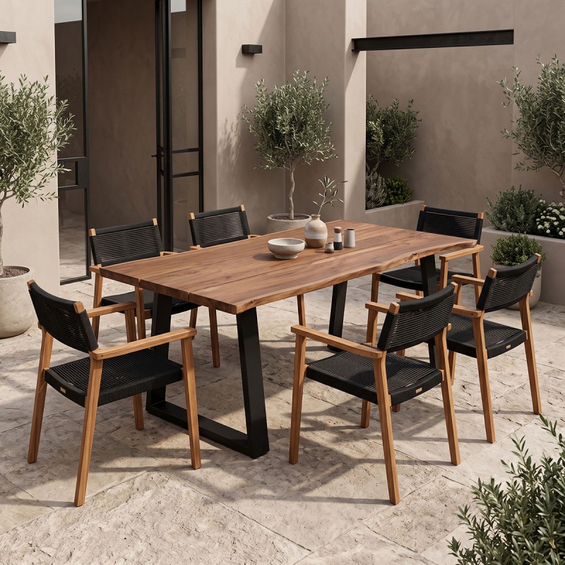 Τραπέζι Miles pakoworld μασίφ ξύλο ακακίας καρυδί 200x100x76εκ