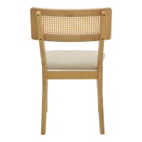 Καρέκλα Raffles pakoworld rubberwood με pe rattan και γκρι μπεζ ύφασμα 47x48x83.5εκ