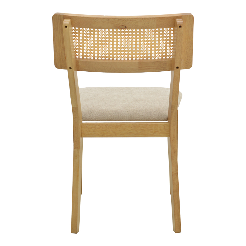 Καρέκλα Raffles pakoworld rubberwood με pe rattan και γκρι μπεζ ύφασμα 47x48x83.5εκ