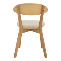 Καρέκλα Canon pakoworld rubberwood σε φυσική απόχρωση με γκρι μπεζ ύφασμα 43x52x83,5εκ