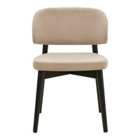Καρέκλα Siena pakoworld μπεζ ύφασμα μαύρο rubberwood 48x50x81εκ