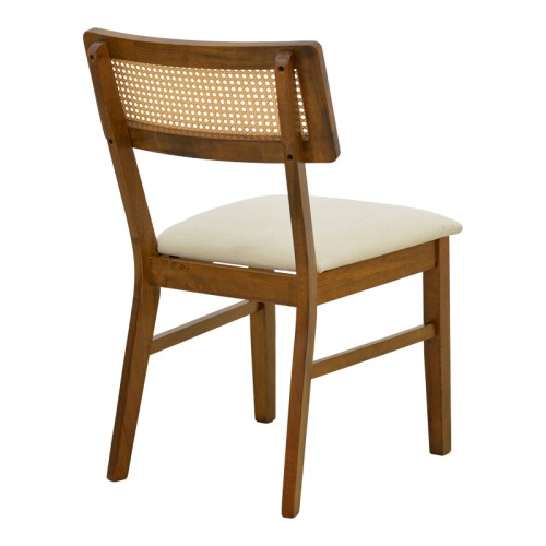 Σετ-2Τεμ.Καρέκλα Raffles pakoworld καρυδί rubberwood με pe rattan και εκρού ύφασμα 47x48x83.5εκ