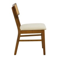 Σετ-2Τεμ.Καρέκλα Raffles pakoworld καρυδί rubberwood με pe rattan και εκρού ύφασμα 47x48x83.5εκ