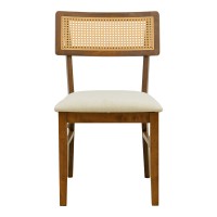 Σετ-2Τεμ.Καρέκλα Raffles pakoworld καρυδί rubberwood με pe rattan και εκρού ύφασμα 47x48x83.5εκ