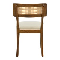 Σετ-2Τεμ.Καρέκλα Raffles pakoworld καρυδί rubberwood με pe rattan και εκρού ύφασμα 47x48x83.5εκ