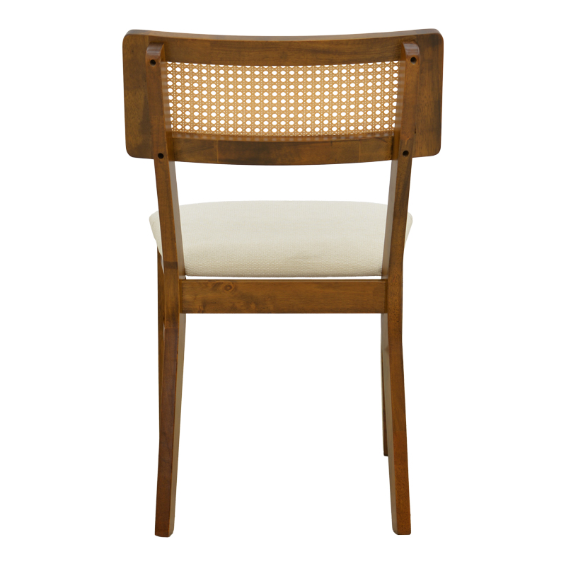 Σετ-2Τεμ.Καρέκλα Raffles pakoworld καρυδί rubberwood με pe rattan και εκρού ύφασμα 47x48x83.5εκ
