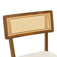 Σετ-2Τεμ.Καρέκλα Raffles pakoworld καρυδί rubberwood με pe rattan και εκρού ύφασμα 47x48x83.5εκ