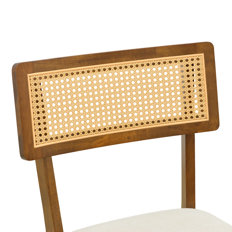 Σετ-2Τεμ.Καρέκλα Raffles pakoworld καρυδί rubberwood με pe rattan και εκρού ύφασμα 47x48x83.5εκ