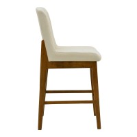 Σκαμπό μπαρ Dalby pakoworld καρυδί rubberwood και εκρού ύφασμα 50x45x102,5εκ