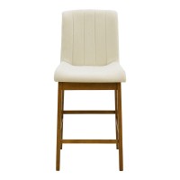 Σκαμπό μπαρ Dalby pakoworld καρυδί rubberwood και εκρού ύφασμα 50x45x102,5εκ