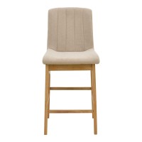 Σκαμπό μπαρ Dalby pakoworld sonoma rubberwood και μπεζ ύφασμα 50x45x102,5εκ