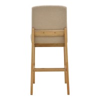 Σκαμπό μπαρ Dalby pakoworld sonoma rubberwood και μπεζ ύφασμα 50x45x102,5εκ