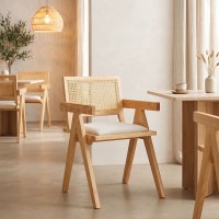 Σετ-2Τεμ.Πολυθρόνα Winslow pakoworld rubberwood σε φυσική απόχρωση-ύφασμα λευκό 51x54x80εκ