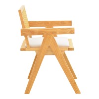Σετ-2Τεμ.Πολυθρόνα Winslow pakoworld rubberwood σε φυσική απόχρωση-ύφασμα λευκό 51x54x80εκ