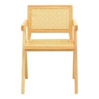 Σετ-2Τεμ.Πολυθρόνα Winslow pakoworld rubberwood-rattan σε φυσική απόχρωση 51x54x80εκ