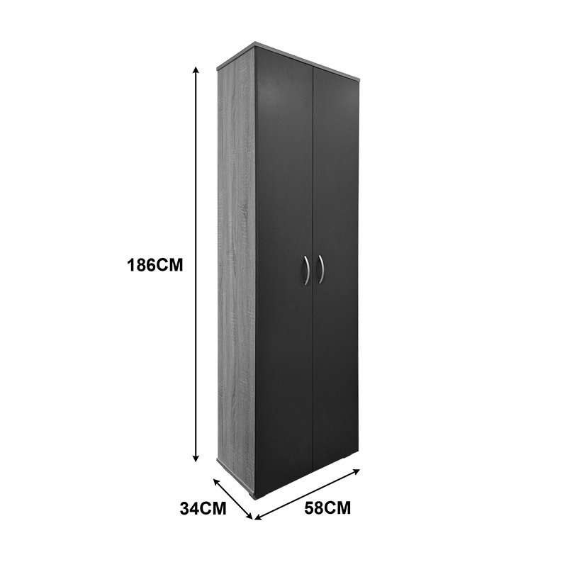 Παπουτσοθήκη-Ντουλάπα Racka pakoworld sonoma-ανθρακί 58x34x186εκ