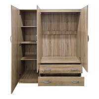 Ντουλάπα τρίφυλλη με 2 συρτάρια Alvia pakoworld sonoma 150x51x180εκ
