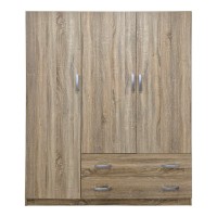 Ντουλάπα τρίφυλλη με 2 συρτάρια Alvia pakoworld sonoma 150x51x180εκ