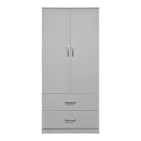 Ντουλάπα δίφυλλη με 2 συρτάρια Alvia pakoworld λευκή 80x51.5x180εκ