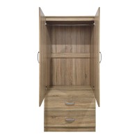 Ντουλάπα δίφυλλη με 2 συρτάρια Alvia pakoworld sonoma 80x51.5x180εκ