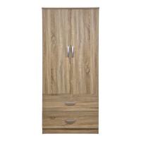 Ντουλάπα δίφυλλη με 2 συρτάρια Alvia pakoworld sonoma 80x51.5x180εκ