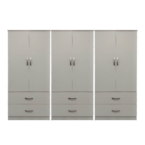 Ντουλάπα εξάφυλλη με συρτάρια Athos pakoworld λευκή 240x42x180εκ