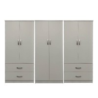 Ντουλάπα εξάφυλλη Athos pakoworld λευκή 240x42x180εκ
