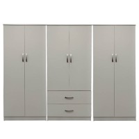 Ντουλάπα εξάφυλλη Athos I pakoworld λευκή 240x42x180εκ