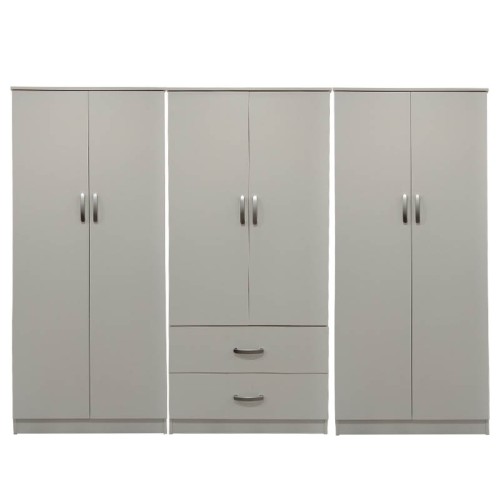 Ντουλάπα εξάφυλλη Athos I pakoworld λευκή 240x42x180εκ