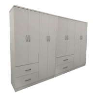 Ντουλάπα οχτάφυλλη Athos pakoworld λευκή 241x42x181εκ