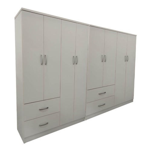Ντουλάπα οχτάφυλλη Athos pakoworld λευκή 241x42x181εκ