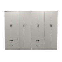 Ντουλάπα οχτάφυλλη Athos pakoworld λευκή 241x42x181εκ