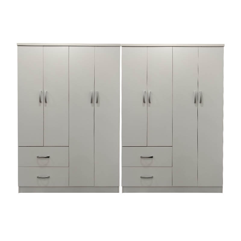 Ντουλάπα οχτάφυλλη Athos pakoworld λευκή 241x42x181εκ