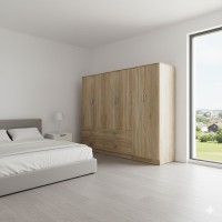 Ντουλάπα εξάφυλλη Athos pakoworld sonoma 240x42x180εκ