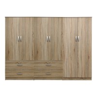 Ντουλάπα εξάφυλλη Athos pakoworld sonoma 240x42x180εκ