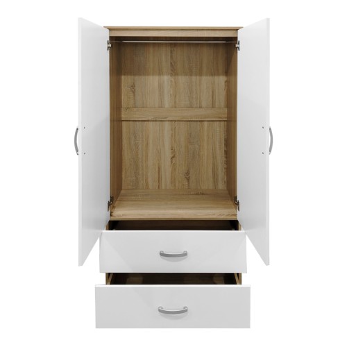 Ντουλάπα εξάφυλλη Athos pakoworld sonoma-λευκή 240x42x180εκ