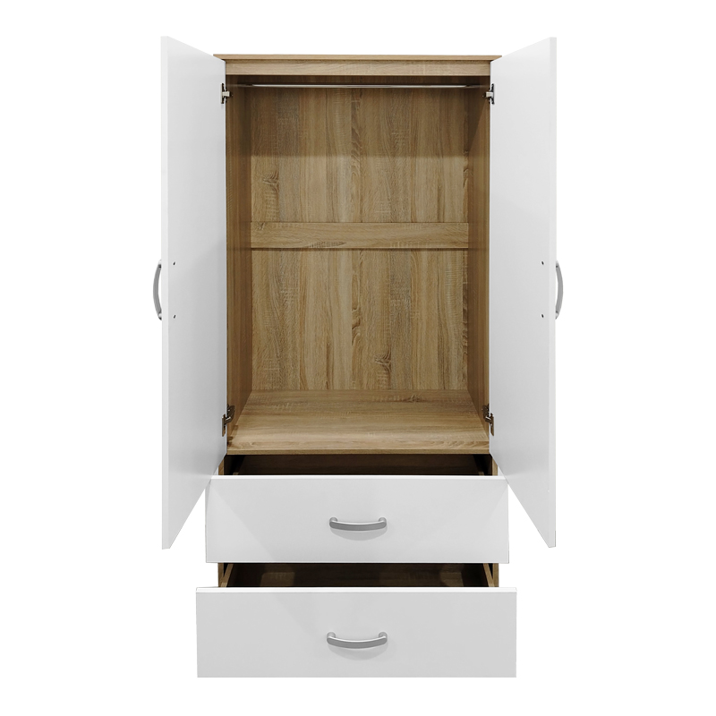 Ντουλάπα εξάφυλλη Athos I pakoworld sonoma-λευκό 240x42x180εκ