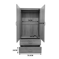 Ντουλάπα εξάφυλλη με συρτάρια Athos pakoworld sonoma-ανθρακι 240x42x180εκ