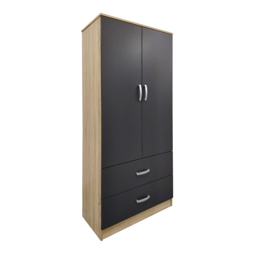 Ντουλάπα τετράφυλλη Athos pakoworld sonoma-ανθρακί 160x42x180εκ