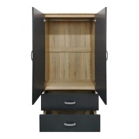Ντουλάπα τετράφυλλη Athos pakoworld sonoma-ανθρακί 160x42x180εκ