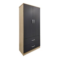 Ντουλάπα εξάφυλλη Athos I pakoworld sonoma-ανθρακί 240x42x180εκ