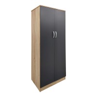 Ντουλάπα εξάφυλλη Athos ΙΙ pakoworld sonoma-ανθρακί 240x42x180εκ