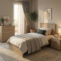 Σετ Κρεβατοκάμαρας Athos Sonoma με Κρεβάτι 90x190εκ Σετ 3τεμ