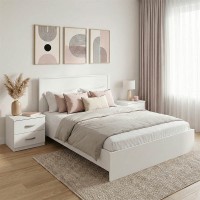 Σετ Κρεβατοκάμαρας Athos Λευκό με Κρεβάτι 140x200εκ Σετ 3τεμ