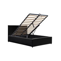 Κρεβάτι Dellia pakoworld με αποθηκευτικό χώρο pu μαύρο 120x200εκ