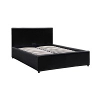 Κρεβάτι Dellia pakoworld με αποθηκευτικό χώρο pu μαύρο 120x200εκ