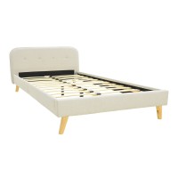 Κρεβάτι LumiLux pakoworld ύφασμα σε μπεζ απόχρωση 160x200εκ