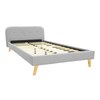Κρεβάτι LumiLux pakoworld ύφασμα σε γκρι απόχρωση 160x200εκ