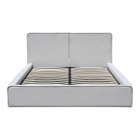 Κρεβάτι διπλό Zento pakoworld γκρι μπεζ ύφασμα 160x200εκ