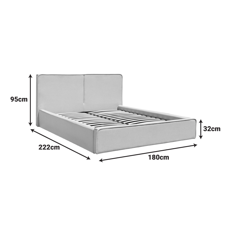 Κρεβάτι διπλό Zento pakoworld γκρι μπεζ ύφασμα 160x200εκ